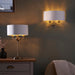 Endon 98937 Highclere 2lt Wall Antique brass plate & vintage white fabric 2 x 40W E14 candle (Required) - westbasedirect.com