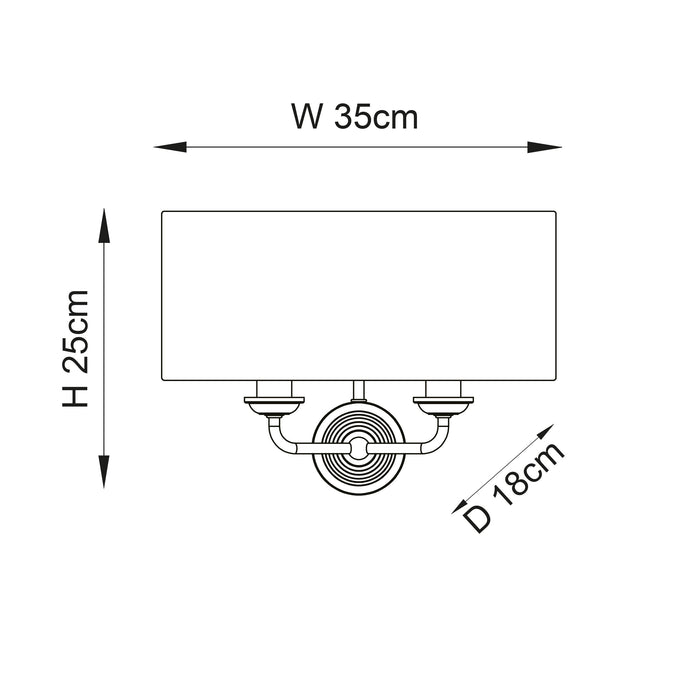 Endon 98937 Highclere 2lt Wall Antique brass plate & vintage white fabric 2 x 40W E14 candle (Required) - westbasedirect.com