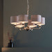 Endon 99151 Highclere 6lt Pendant Brushed chrome plate & natural linen 6 x 28W E14 Eco golf (Required) - westbasedirect.com