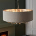 Endon 99152 Highclere 8lt Pendant Brushed chrome plate & natural linen 8 x 40W E14 candle (Required) - westbasedirect.com