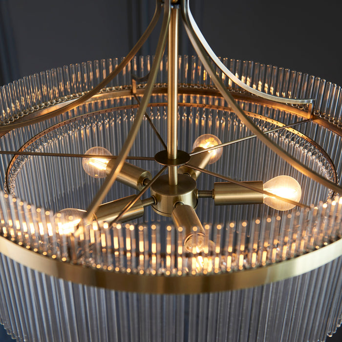 Endon 99166 Marietta 5lt Pendant Antique brass plate & clear glass 5 x 7W LED E14 (Required) - westbasedirect.com