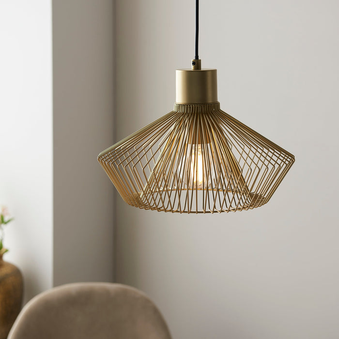 Endon 99498 Kimberley 1lt Pendant Gold paint finish 10W LED E27 (Required) - westbasedirect.com