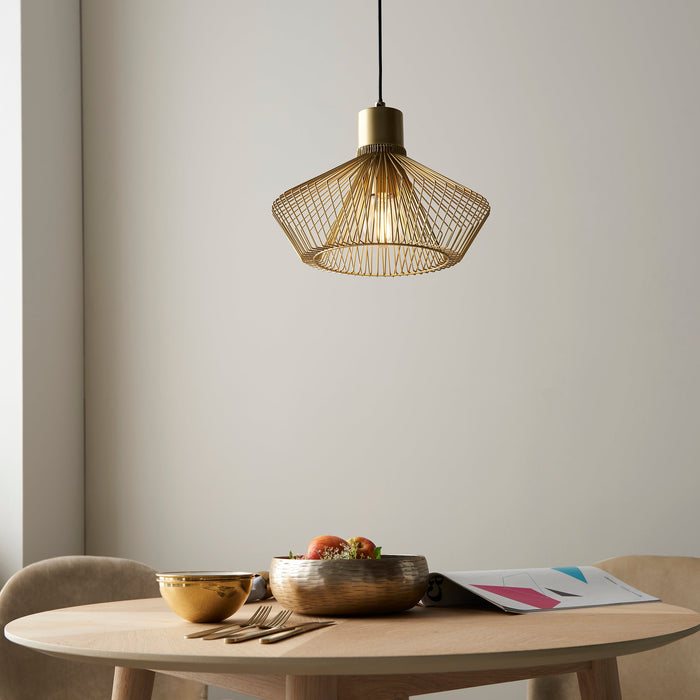 Endon 99498 Kimberley 1lt Pendant Gold paint finish 10W LED E27 (Required) - westbasedirect.com