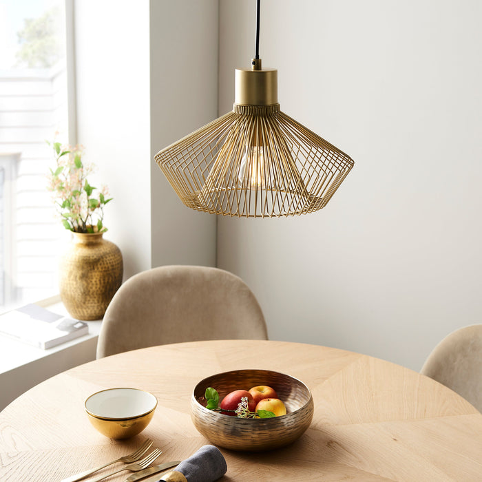 Endon 99498 Kimberley 1lt Pendant Gold paint finish 10W LED E27 (Required) - westbasedirect.com