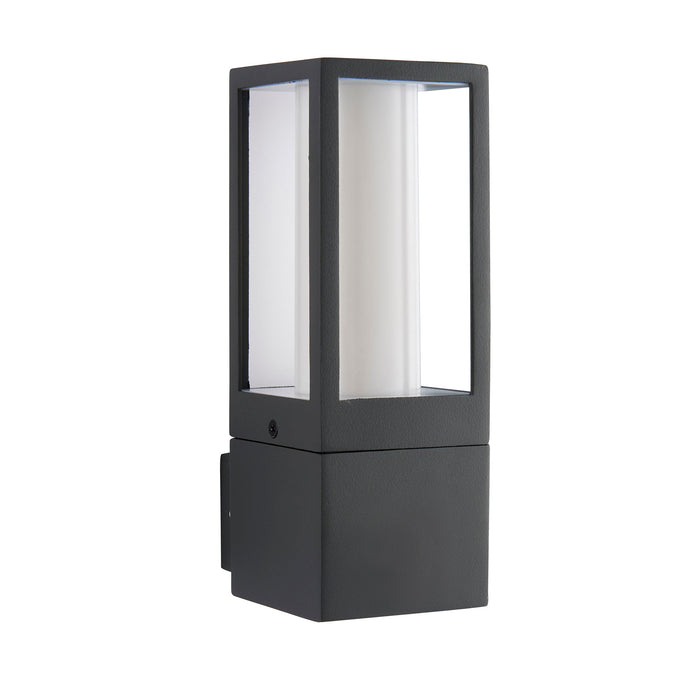 Saxby 99548 Lantern IP44 7W Textured grey paint & opal pc 7W LED GU10 (Required) - westbasedirect.com