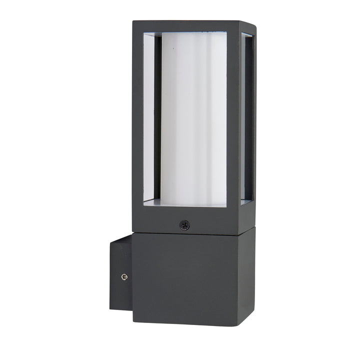 Saxby 99548 Lantern IP44 7W Textured grey paint & opal pc 7W LED GU10 (Required) - westbasedirect.com