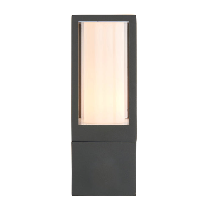 Saxby 99548 Lantern IP44 7W Textured grey paint & opal pc 7W LED GU10 (Required) - westbasedirect.com