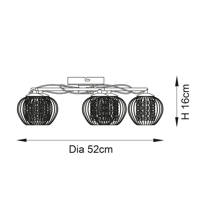 Endon 99570 Mesmer 5lt Semi flush Chrome plate, clear glass with clear glass beads 5 x 3W LED G9 (Required) - westbasedirect.com