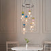 Endon 99593 April 6lt Pendant Chrome plate, clear & multi coloured glass 6 x 3W LED G9 (Required) - westbasedirect.com