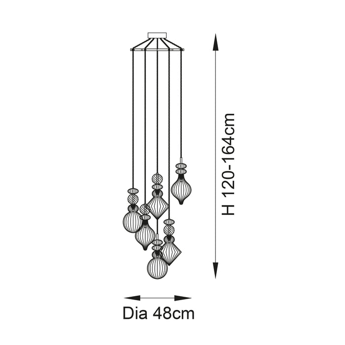 Endon 99593 April 6lt Pendant Chrome plate, clear & multi coloured glass 6 x 3W LED G9 (Required) - westbasedirect.com