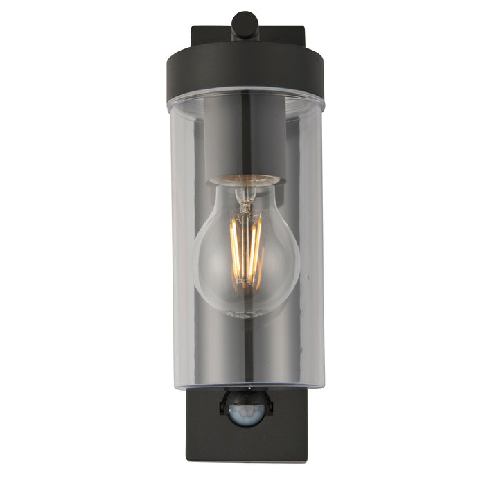 Saxby 99756 Hayden PIR IP44 15W Anthracite grey & clear pc 15W LED E27 (Required) - westbasedirect.com