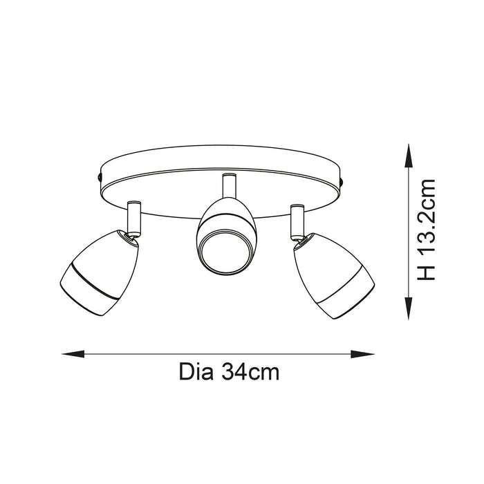 Endon 99769 Porto 3lt Spot Satin brass plate & clear glass 3 x 7W LED GU10 (Required) - westbasedirect.com