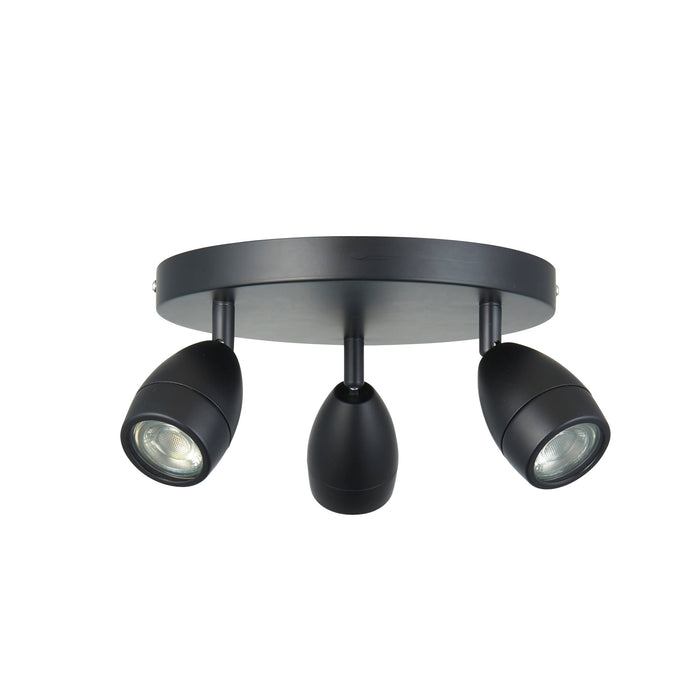 Endon 99771 Porto 3lt Spot Matt black & clear glass 3 x 7W LED GU10 (Required) - westbasedirect.com