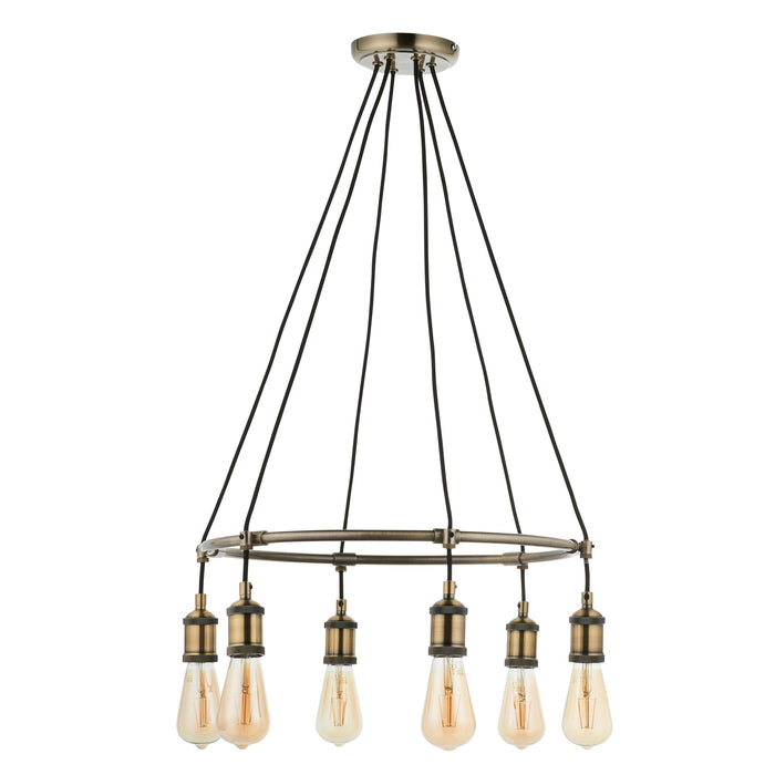 Endon 99914 Hal 6lt Pendant Antique brass plate 6 x 10W LED E27 (Required) - westbasedirect.com