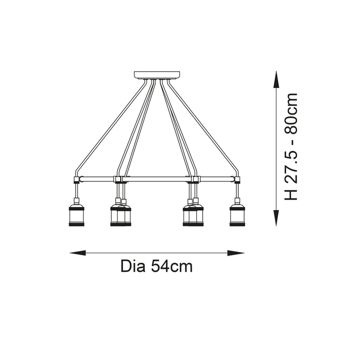 Endon 99914 Hal 6lt Pendant Antique brass plate 6 x 10W LED E27 (Required) - westbasedirect.com