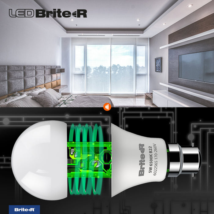 Brite-R 5W B22 BC GLS LED Bulb Cool White 6500K - westbasedirect.com