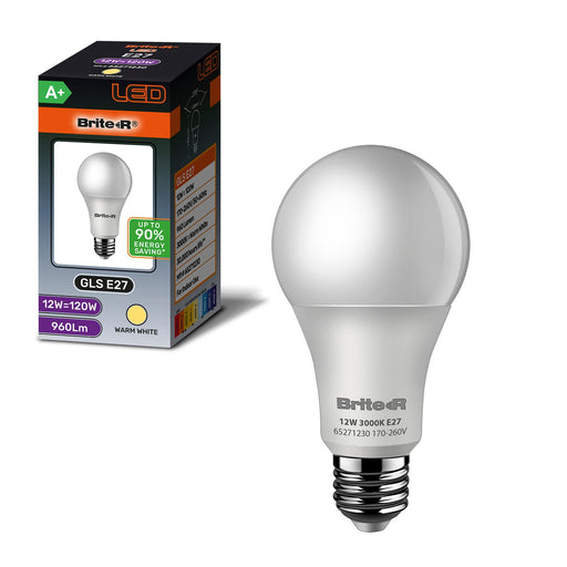 Brite-R 12W E27 ES GLS LED Bulb Warm White 3000K - westbasedirect.com