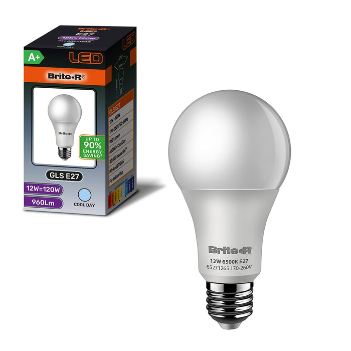 Brite-R 12W E27 ES GLS LED Bulb Cool White 6500K - westbasedirect.com