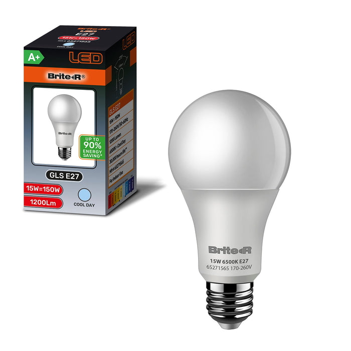 Brite-R 15W E27 ES GLS LED Bulb Cool White 6500K - westbasedirect.com