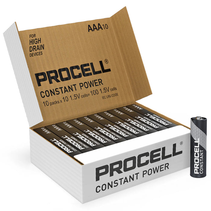 Duracell Procell Constant Power AAA LR03 PC2400 Alkaline Industrial Batteries | Box of 100