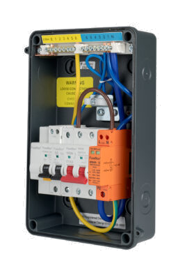 FuseBox AEV32AXBDGY EV Distribution IP65 100A Main Switch +32A 30mA Mini RCBO + T2 SPD Grey