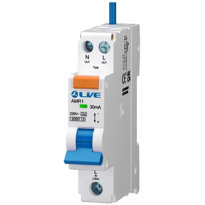 LIVE Electrical AMR132C-030 Single Module 32A C Curve 30mA Type A Bidirectional Mini RCBO - westbasedirect.com