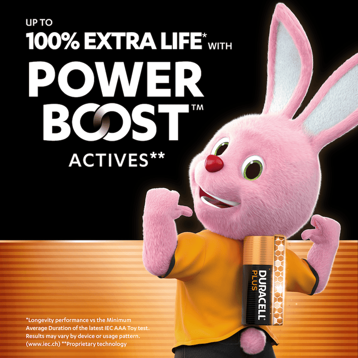 Duracell Plus Power AAA LR03 MN2400 Alkaline Batteries with Power Boost Actives | 16 Pack