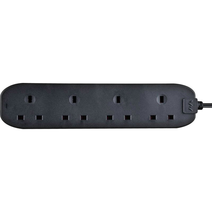 Masterplug 4 Socket 2m 13A Extension Lead Black - westbasedirect.com