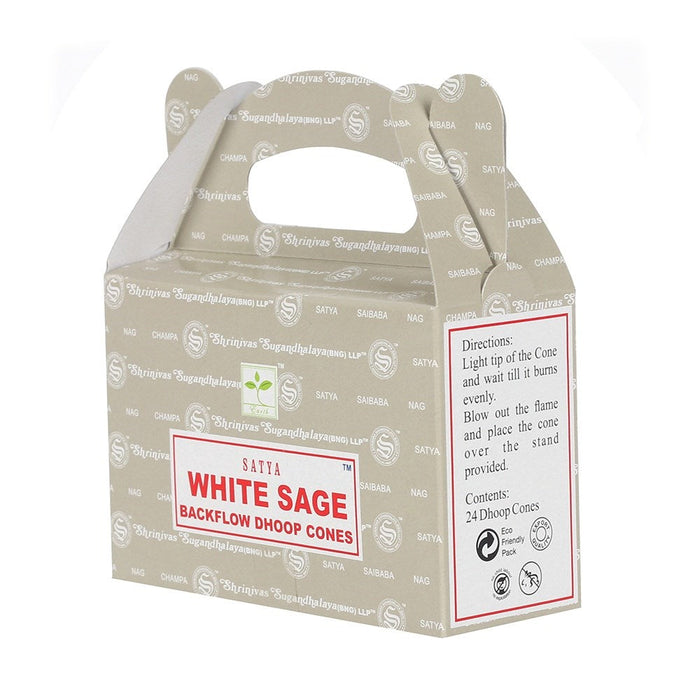 Satya Backflow Dhoop Cones White Sage|6 Pack - westbasedirect.com