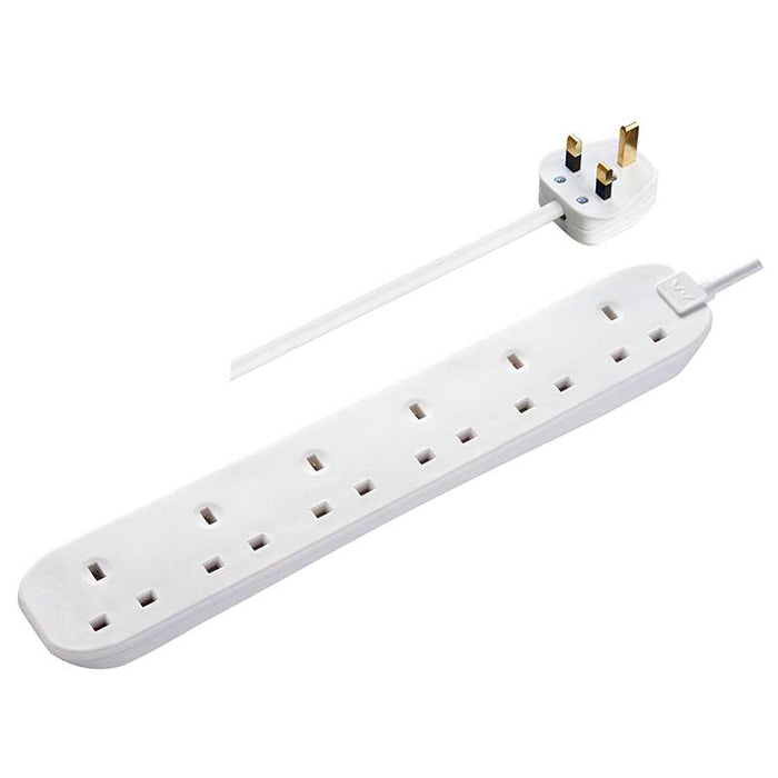 Masterplug 6 Socket 1m 13A Extension Lead White - westbasedirect.com