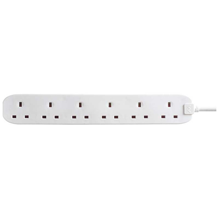 Masterplug 6 Socket 1m 13A Extension Lead White - westbasedirect.com