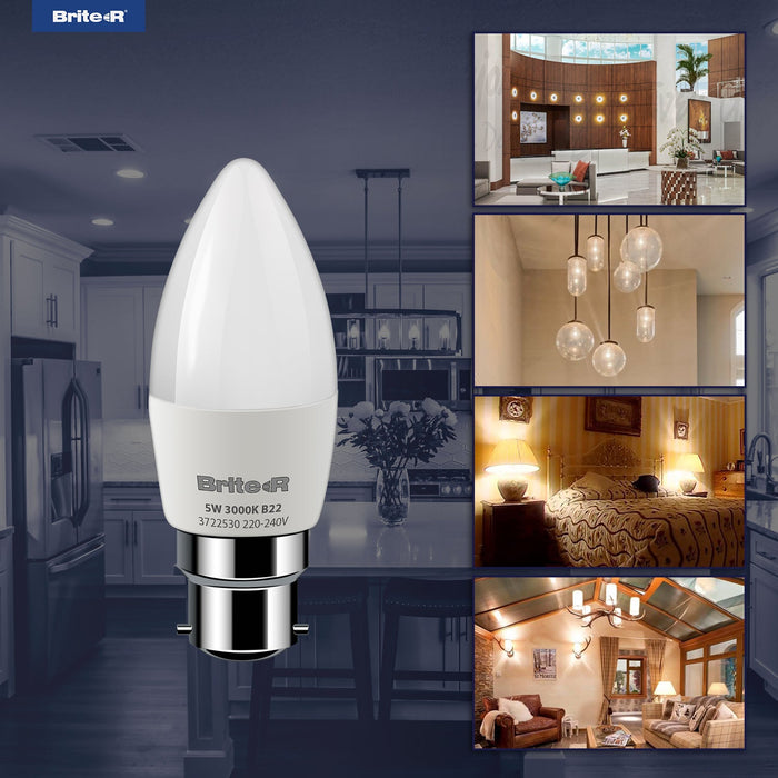 Brite-R 5W B22 BC Candle LED Bulb Warm White 3000K - westbasedirect.com