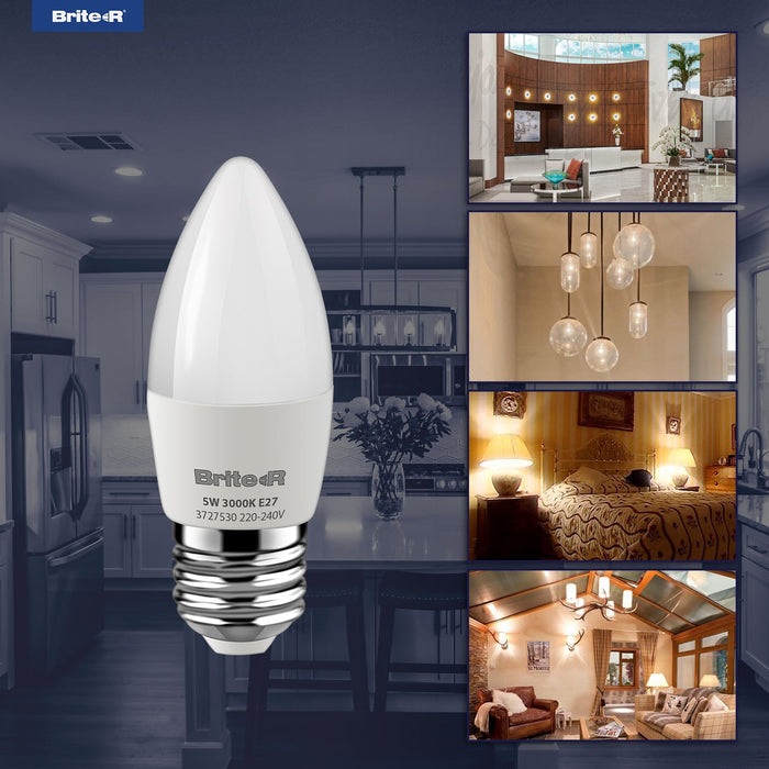 Brite-R 5W E27 ES Candle LED Bulb Warm White 3000K - westbasedirect.com