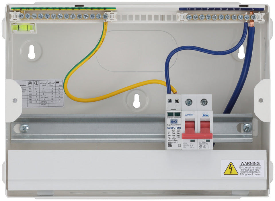 BG Fortress CF12MS9 12 Module 9 Way Unpopulated Metal Consumer Unit with 100A Main Switch & 1x SPD