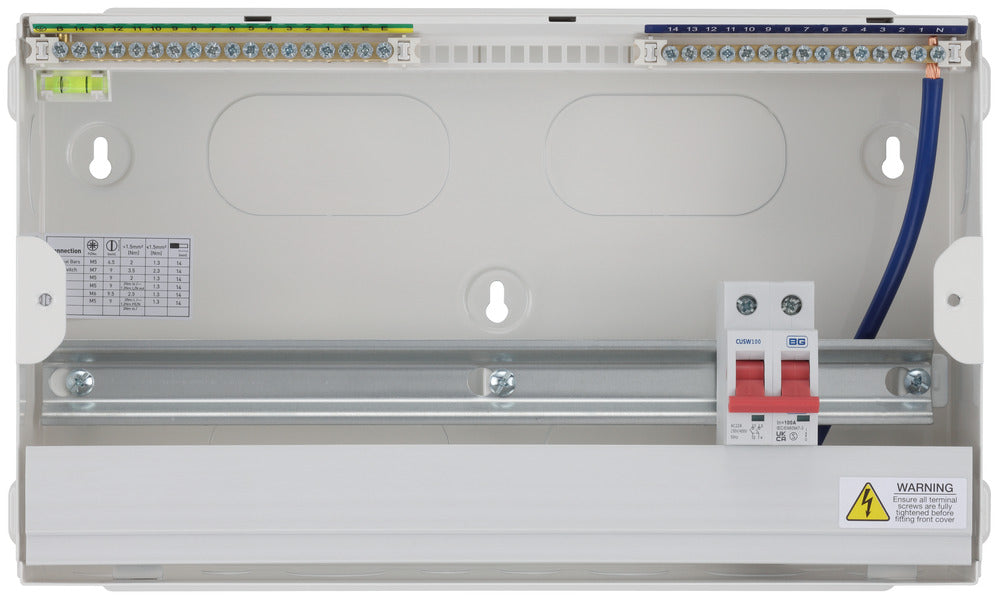 BG Fortress CF16M14 16 Module 14 Way Unpopulated Metal Consumer Unit with 100A Main Switch