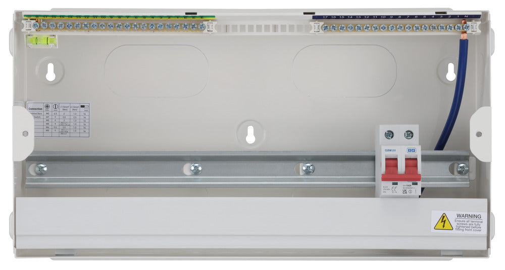 BG Fortress CF19M17 19 Module 17 Way Unpopulated Metal Consumer Unit with 100A Main Switch