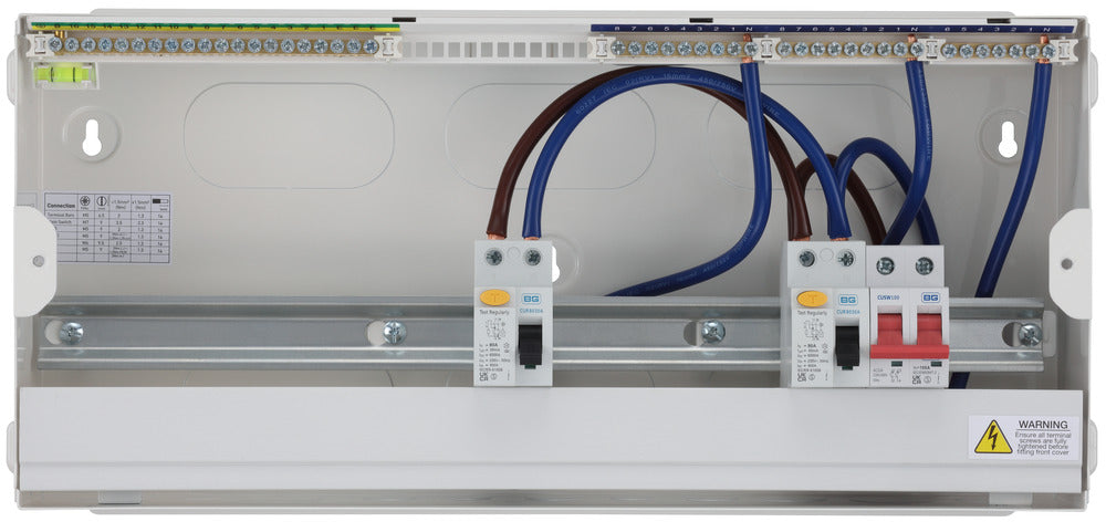 BG Fortress CF22D8816 22 Module 16 Way Unpopulated Dual RCD Consumer Unit with 100A Main Switch & 2x 80A Type A 30mA RCD