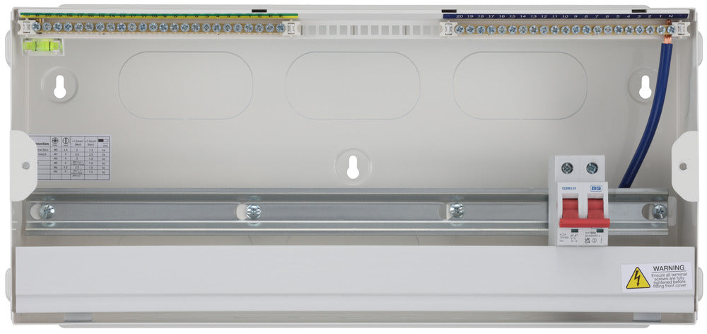 BG Fortress CF22M20 22 Module 20 Way Unpopulated Metal Consumer Unit with 100A Main Switch