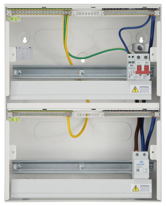 BG Fortress CF236MS31 36 Module 31 Way Unpopulated Metal Dual Row Consumer Unit with 100A Main Switch, 100A Terminal Block & 1x SPD - westbasedirect.com