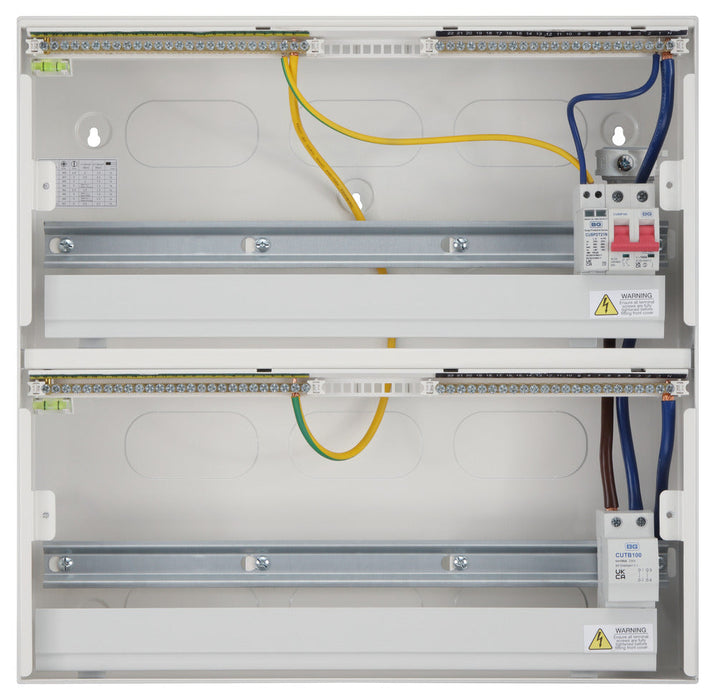 BG Fortress CF248MS43 48 Module 43 Way Unpopulated Metal Dual Row Consumer Unit with 100A Main Switch, 100A Terminal Block & 1x SPD - westbasedirect.com