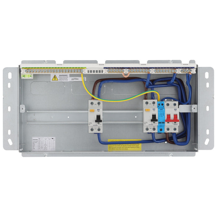 BG Fortress CFF22D11S15 22 Module 15 Way Unpopulated Fully Recessed Dual RCD Consumer Unit with 100A Main Switch, 2x 100A Type A 30mA RCD & 1x SPD