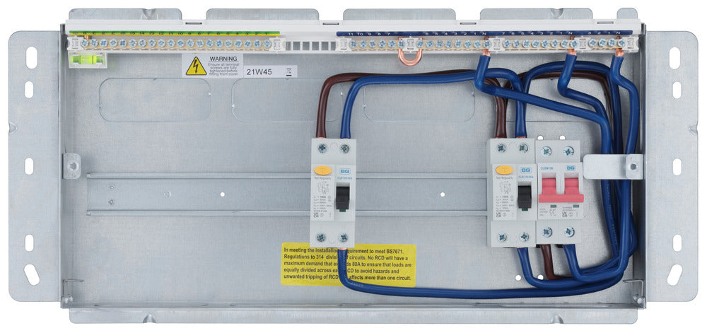 BG CFFD1000016A 22 Module 16 Way Fully Recessed Unpopulated + 100A Switch, 2x100A Type A 30mA RCD - westbasedirect.com