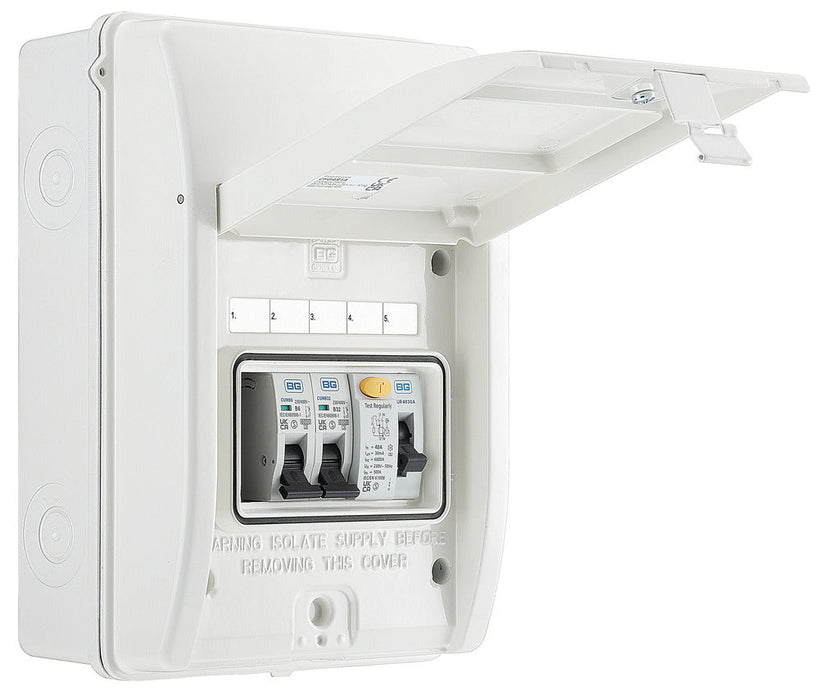 BG CFGAR1A Garage Kit - IP65 Metal Enclosure, 40A Type A 30mA RCD, 6+32A MCB - westbasedirect.com