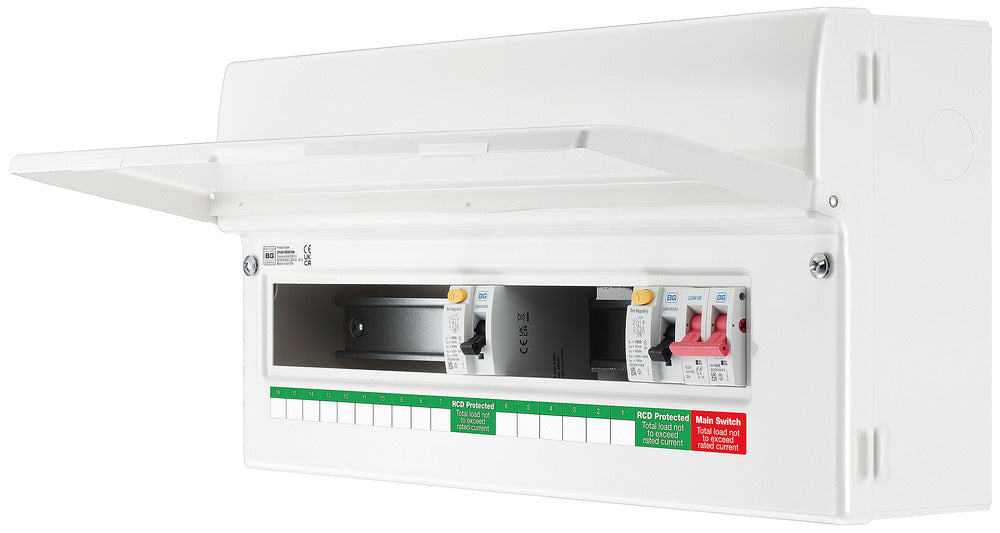 BG CFUD1000016A BG 22 Module 16 Way Unpopulated + 100A Switch, 2x100A Type A 30mA RCD - westbasedirect.com