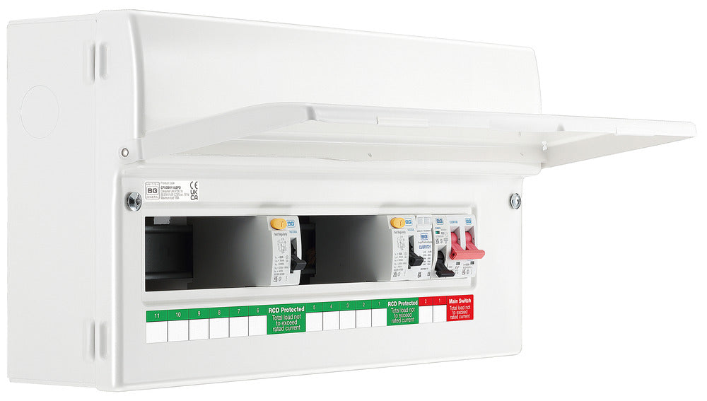 BG CFUD6611ASPD 19 Module 11 Way Unpopulated + 100A Switch, 2x63A Type A RCD, 1xSPD & 1x32A MCB - westbasedirect.com