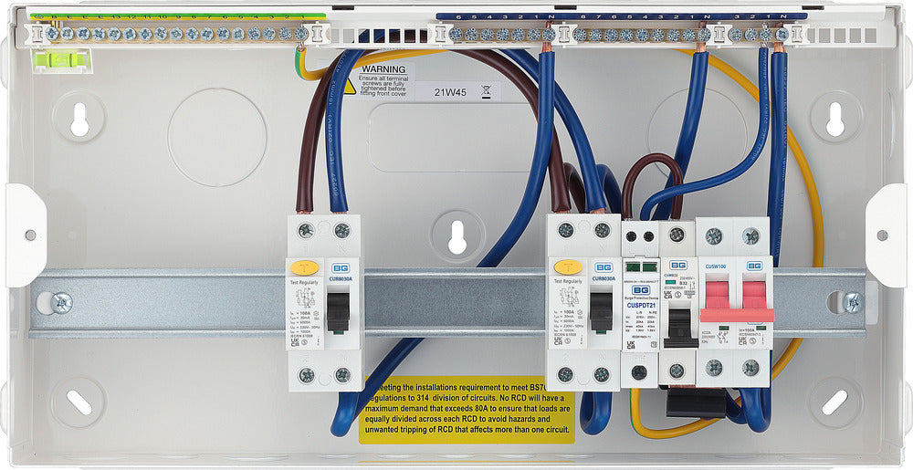 BG Fortress CFUD8811ASPD 11 Way Metal Unpopulated Consumer Unit with 100A Main Switch, 2x 80A 30mA Type A RCD & 1x SPD - westbasedirect.com