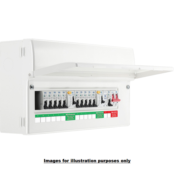 BG 22 Module 14 Way Populated + 100A Switch, 2x63A 30mA Type AC RCD, SPD, 32A MCB & 12xMCBs - westbasedirect.com