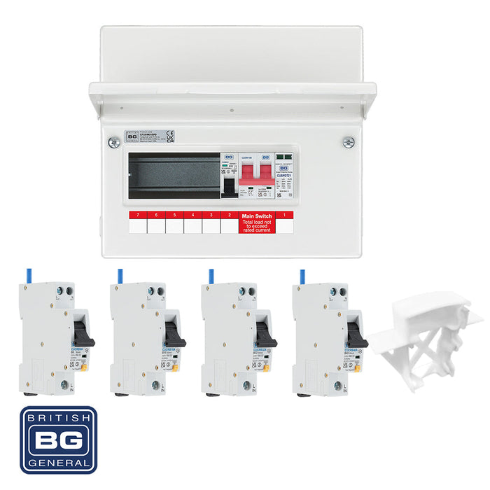 BG Fortress CFUSW05SPD 9 Module 5 Way 100A Main Switch Consumer Unit with T2 SPD + 4 RCBOs & 1x CUA04 FREE Blank - westbasedirect.com