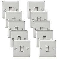Knightsbridge CL2BCx10 Rounded Edge 10AX 1G 2-Way Plate Switch - Brushed Chrome (10 Pack)