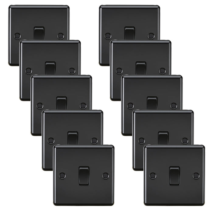 Knightsbridge CL2MBBx10 Rounded Edge 10AX 1G 2-Way Plate Switch - Matt Black (10 Pack)